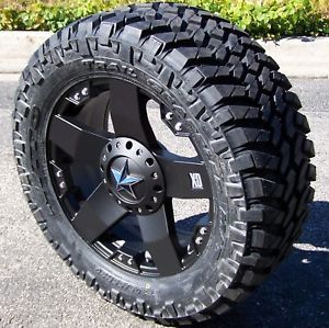 20" Black XD Rockstar Wheels Rims 33" Nitto Trail Grappler Chevy Silverado 1500