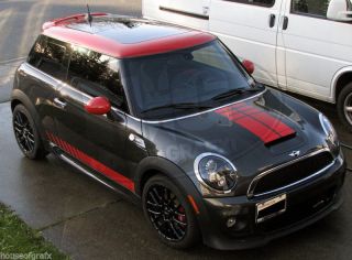 Mini Cooper Countryman Coupe Strobe Hood Rocker Decals Stripes Stripe Graphics