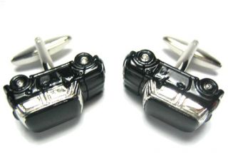New Black Mini Cooper British Union Jack Flag Cufflinks