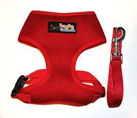 USA Seller Dog Clothes Soft Mesh Dog Puppy Harness Leash Red Sz XS s M L XL