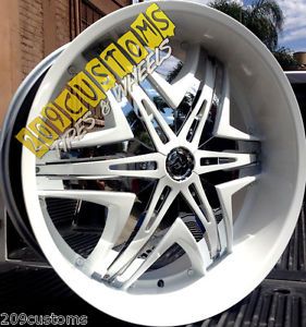 26" inch Wheels Rims Tires Diablo Elite White 5x115 Chrysler 300 2010 2011 2012