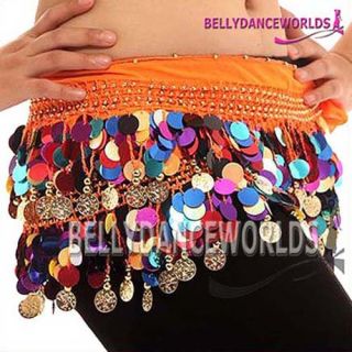 Belly Dance Costume Hip Scarf Wrap Skirt Gold Coin 4clr