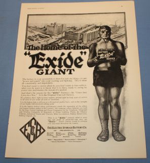 Vintage 1918 Exide Car Battery Ad Giant in A Box