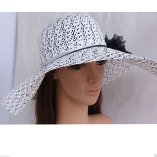 White New Ladies Wide Large Brim Summer Beach Sun Hat Straw Derby Cap