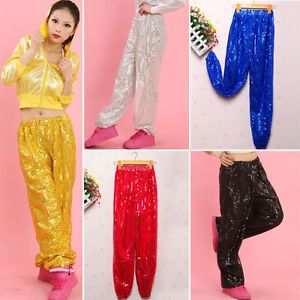 Fashion Style Woman Girl's Crystal Fabric Sequins Jazz Hip Hop Dancing Pants K68