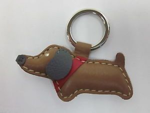 Ili Leather Dachshund Brown Dog Key Ring Purse Fob 6499 Luggage Handbag ID Tag