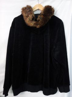 Ralph Lauren Womens Zip Faux Fur Lined Hood Velour Light Jacket Sz 3X Plus