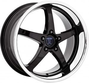 18" Rohana RL5 Gloss Black Chrome Lip Staggered Wheels Rims Fit Nissan 370 350Z