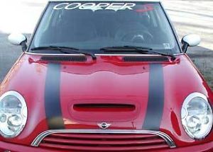 Mini Cooper s Solid Black Bonnet Hood Stripes New
