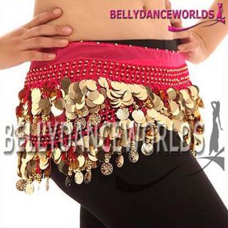 Belly Dance Costume Hip Scarf Wrap Skirt Gold Coin 6Clr