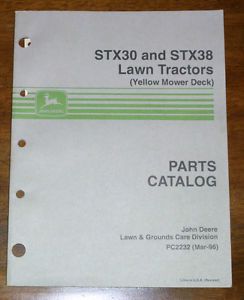 John Deere STX30 STX38 Lawn Tractors Parts Manual PC2232