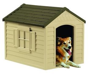 Suncast Durable Resin All Weather Large Outdoor Pet Dog House Indoor Shelter