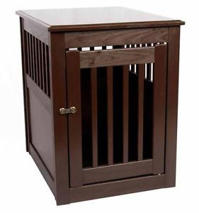 New Deluxe Dog Crate Mahogany Wood Pet Kennel House Furniture End Table Indoor