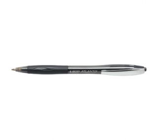 BIC Atlantis Retractable Medium Point Ballpoint Pens, 12 Black Ink Pens