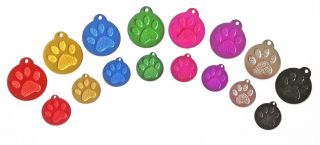 Paw Emblem Tag Custom Engraved Pet Cat Dog ID Tag Choose Your Color