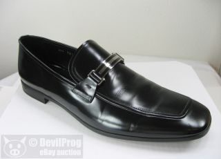 Prada Bar Bit Logo Loafer Mens Dress Shoes Black Size 11 Smooth Leather $620