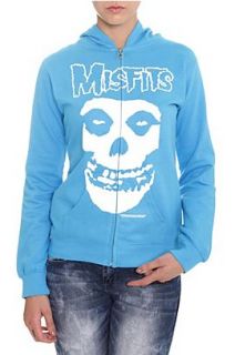 Misfits Fiend Skull Turquoise Girls Zip Hoodie   956472