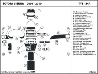 Toyota Sienna 04 10 w O Navigation System Dash Kit Trim Tuning Dashboard TYT 54A