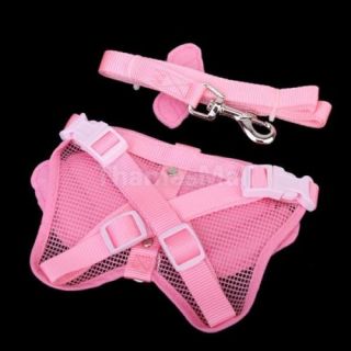 Pet Dog Puppy Adjustable Leashes Walking Harness w Pink Angel Wings Size S