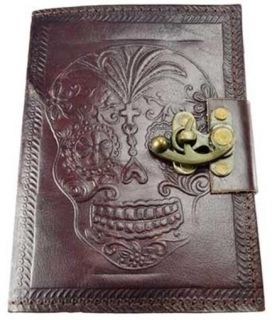 Locking Leather Bound Day of The Dead Book of Shadows Journal or Diary