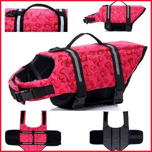 Quality Dog Life Jacket Safety Vest Pet Boat Presevers Pink Bones Print XXS XXL
