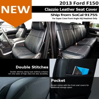Clazzio Custom 1st 2nd Row Leather Seat Cover Gray 13 Ford F150 Super Crew FD
