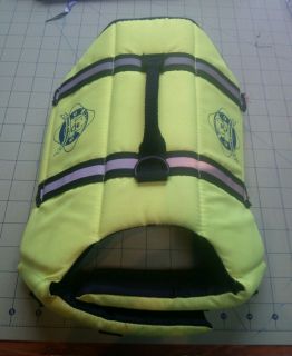 Yellow Dog Life Jacket w Reflective Strips Paws Aboard Size s Length 11 Inch