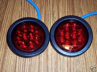 Pair 4" Round Red LED s T T Lights Trailer Step Van Box Truck Utility Bed RV