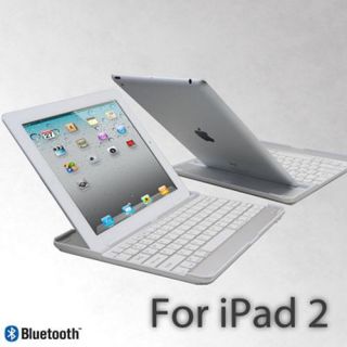 Bluetooth Wireless Keyboard Aluminum Case iPad 2 White