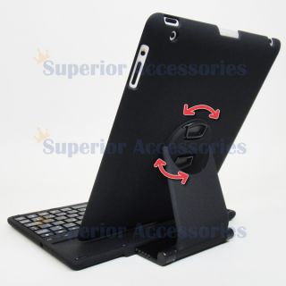 Bluetooth Wireless Keyboard for iPad 4 3 2 Cover Case with Swivel Rotary Stand