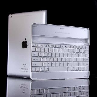 White Aluminum Bluetooth Wireless Keyboard Stand Case for iPad 2 3rd 4 Gen Mini
