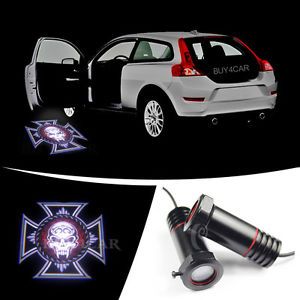 Skull Iron Cross Car Door Welcome LED Ghost Shadow Light Projection Laser Logo