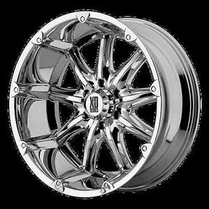 18" x 9" XD Badlands Chrome Rims w 35x12 50x18 Toyo Open Country MT Tire Wheels