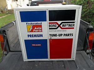 Borg Warner Federated Auto Parts Metal Cabinet Garage Parts Storage Car Parts