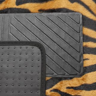 Orange Zebra Tiger Print Seat Covers Set + Floor Mats Car SUV Truck Van
