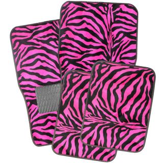 15pc Set Seat Covers Hot Pink Zebra Animal Floor Mats Wheel Belt Head Pads