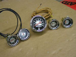 Stewart Warner Green Line Gauge Set Speedometer Fuel Temperature Oil