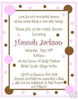 12 Pink and Brown Dots Baby Shower Invitations New