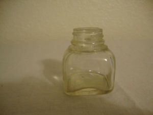 Vintage Screw Top Square Clear Glass Ink Bottle with Diamond Logo