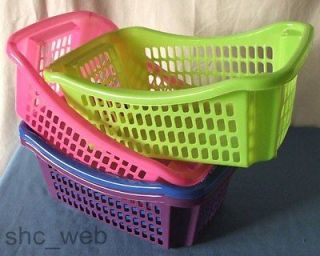Pack of 12 Large Plastic Storage Baskets Blue Pink Green Purple Containers Tubs