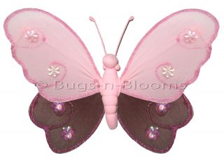 Butterfly Decoration Brown Pink Hailey Baby Nursery Hanging Nylon Ceiling Wall