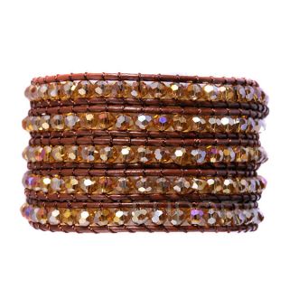 2 5 Wrap Crystal Gemstone Beads Genuine Leather Bangles Bracelets