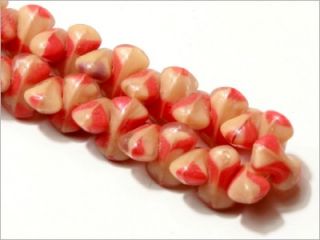 Art Deco Antique Coral Glass Beads Necklace Marked DRGM
