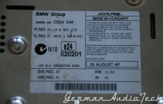 BMW E46  Business CD Player Radio Stereo Am FM CD53 325 328 330 M3 HK Alpine