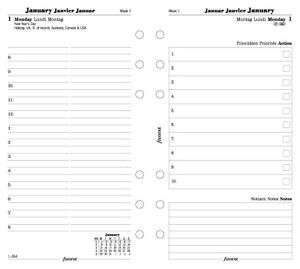 Filofax Calendar Refills Day on Two Pages 2014 Personal Size