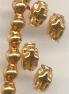 60 RARE Antique Gold Mercury Crosses Micro Glass Beads Vin indented Round Lot