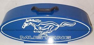 New Ford Vintage Blue Mustang Metal Oval Logo Tool Box