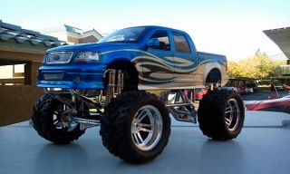1 18 Lifted Ford F 150 Blue 4x4 Pickup Monster Truck Dub City Big Wheels Diecast
