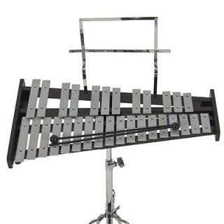 Percussion 30 Notes Glockenspiel Bell Kit w Practice Pad Mallets Sticks Stand