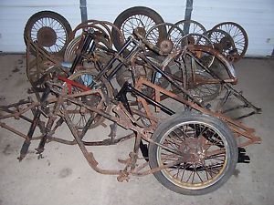 Vintage Harley Davidson Hummer Motorcycle Parts Pile Frame Wheels Barn Find Pile